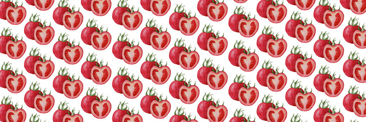 Banner de tomate vermelho fatiado