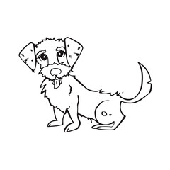 Cartoon style. The dog shows his tongue, the puppy opened his mouth. vector illustration