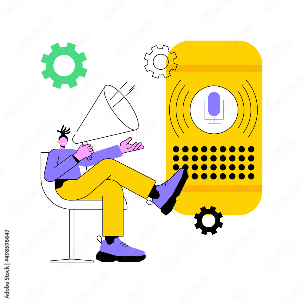 Poster voice control abstract concept vector illustration. voice command system, accessibility feature, spe