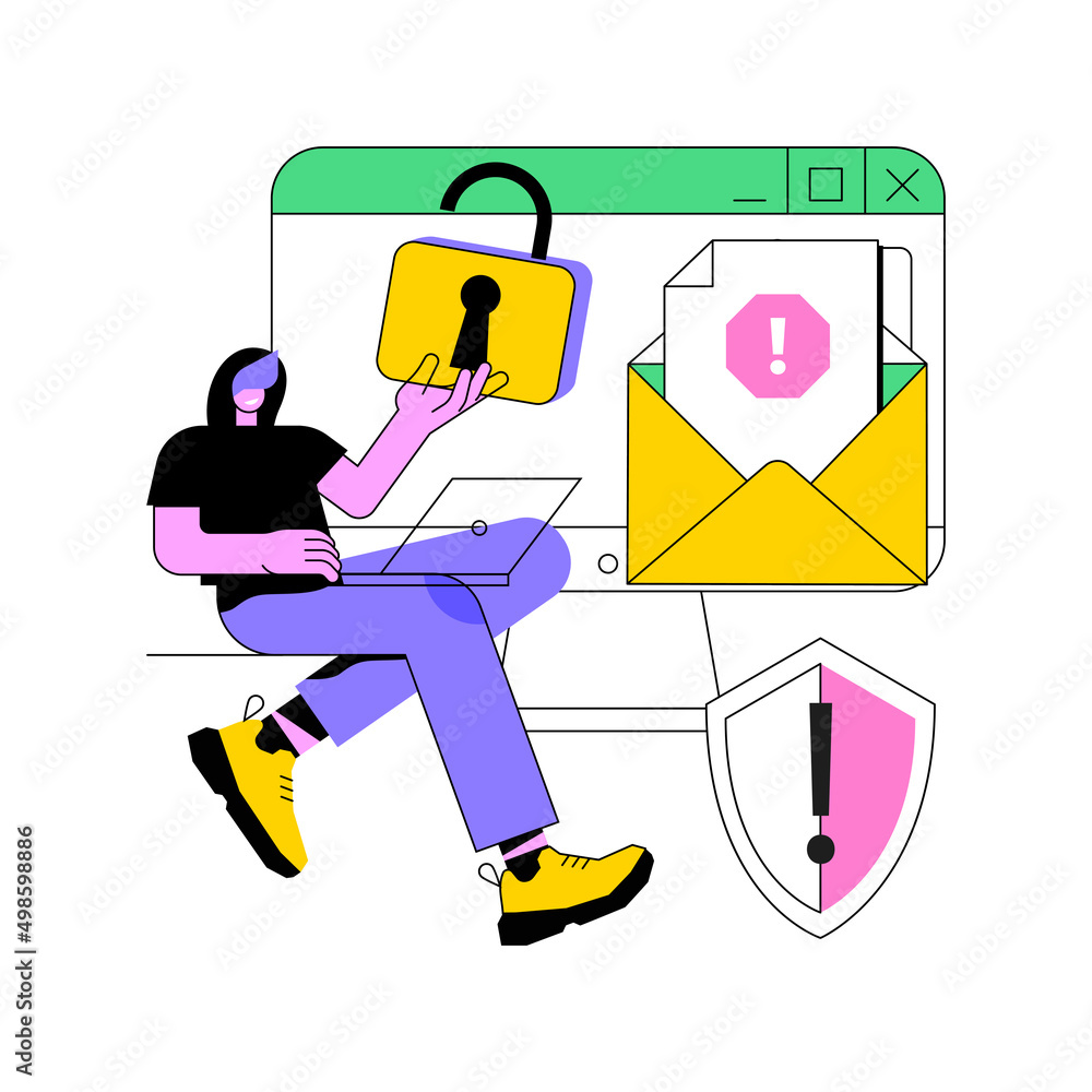 Aufkleber malware abstract concept vector illustration. malicious software, computer virus, malware program, s
