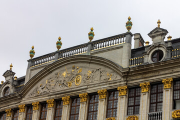 Closeup shot of the facade of a historical building in Brussels, Belgium