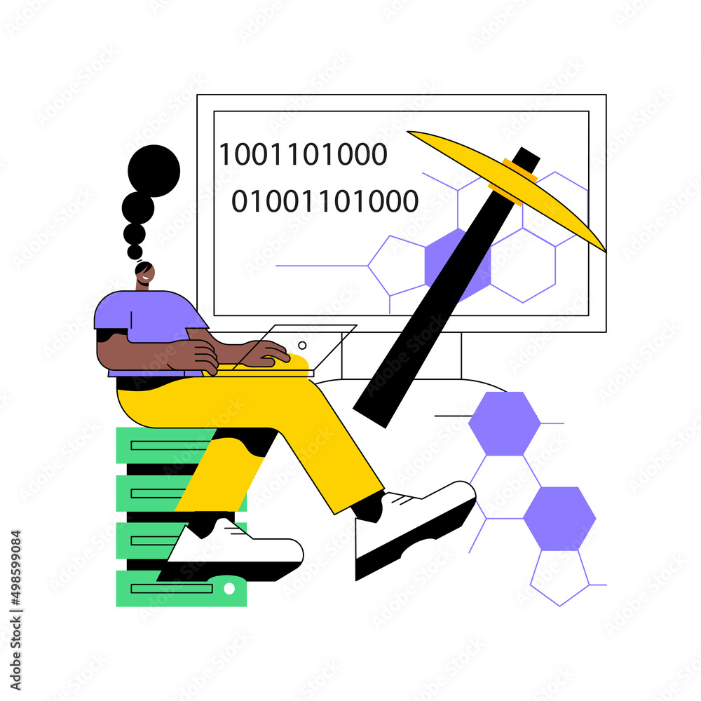 Poster data mining abstract concept vector illustration. data examination, information mining, info warehou