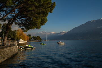 Winter landscape of lake Maggiore in Locarno, Switzerland