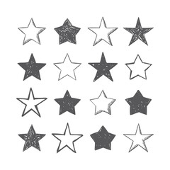 Star doodle collection. Hand drawn stars.