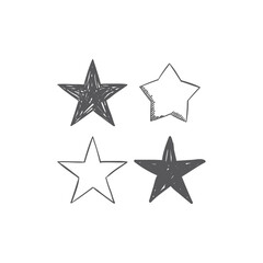 Star doodle collection. Hand drawn stars.