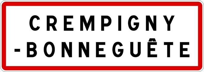 Panneau entrée ville agglomération Crempigny-Bonneguête / Town entrance sign Crempigny-Bonneguête