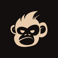 Monkey Head Logo Design Concept Vector. Primate Head Logo Design
