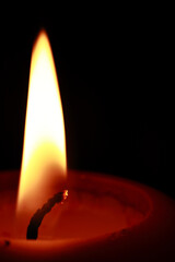 Closeup shot of the flame of a candle
