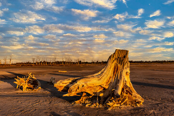 Epecuen at sunset in Buenos Aires, Argentina after the disastrous flood