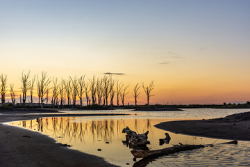 Epecuen at sunset in Buenos Aires, Argentina after the disastrous flood