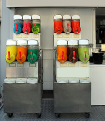 iced grenadine dispenser also called GRATTACHECCA in Italy that means scratchy with flavors of many...