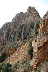 rocks typical of the panorama of the island Corsica France in the place called CALANCHI di Piana where the famous panoramic road D81 passes