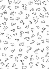 Children's and Easter pattern with contours of bunnies.