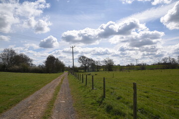 a farm track going though the fields