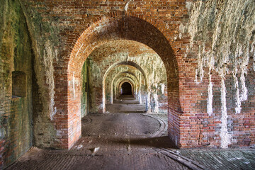 Scenic shot of the hallways of Fort Morgan in Alabama, United States