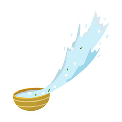 Pour water into a bowl and splash water on Songkran Festival .isolated on white background ,Vector illustration EPS 10