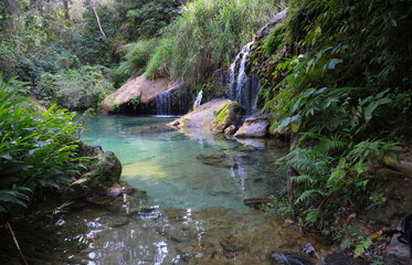 The Nicho waterfalls in the Cuban tropical forest