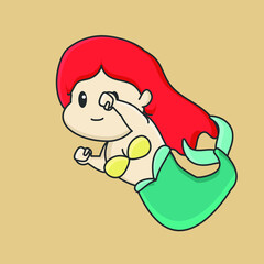 World Oceans Day earth environment ocean cartoon mermaid kid character sea water icon global summer