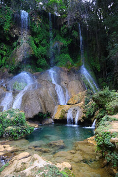 The Nicho waterfalls in the Cuban tropical forest
