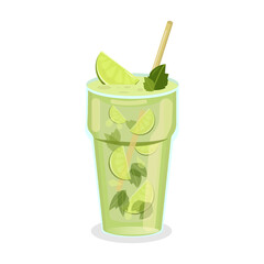 Mojito, a refreshing drink made from rum, mint, lime and ice.