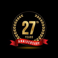 27th Anniversary logotype. Anniversary celebration template design for booklet, leaflet, magazine, brochure poster, banner, web, invitation or greeting card. Vector illustrations.