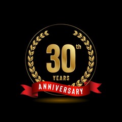 30th Anniversary logotype. Anniversary celebration template design for booklet, leaflet, magazine, brochure poster, banner, web, invitation or greeting card. Vector illustrations.