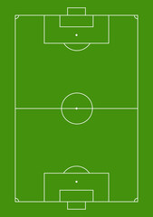 The scheme of the football field. Lawn or playground with markings for playing soccer. Isolated raster illustration.