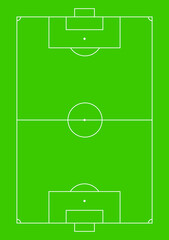 The scheme of the football field. Lawn or playground with markings for playing soccer. Isolated vector illustration.