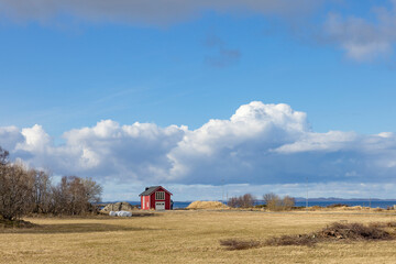Sewage treatment plant at Salhus, - White clouds and blue sky i Brønnøysund ,Helgeland,Northern Norway,scandinavia,Europe