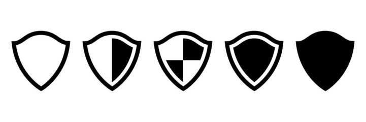 Shield icon set. Protection security symbol. Vector illustration isolated on white background.