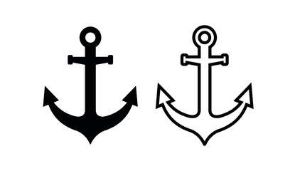 Anchor icon. Marine symbol. Ship or port designations. Isolated vector illustration on a white background.