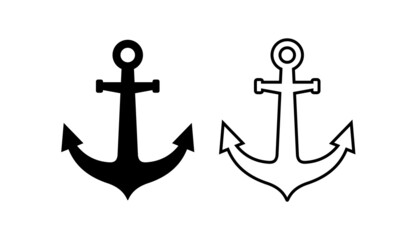Anchor icon. Marine symbol. Ship or port designations. Isolated raster illustration on a white background.