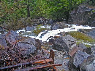 waterfall and river in the mountains 