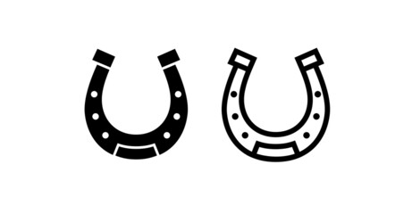 Horseshoe icon. Good luck symbol. Isolated raster illustration on a white background.