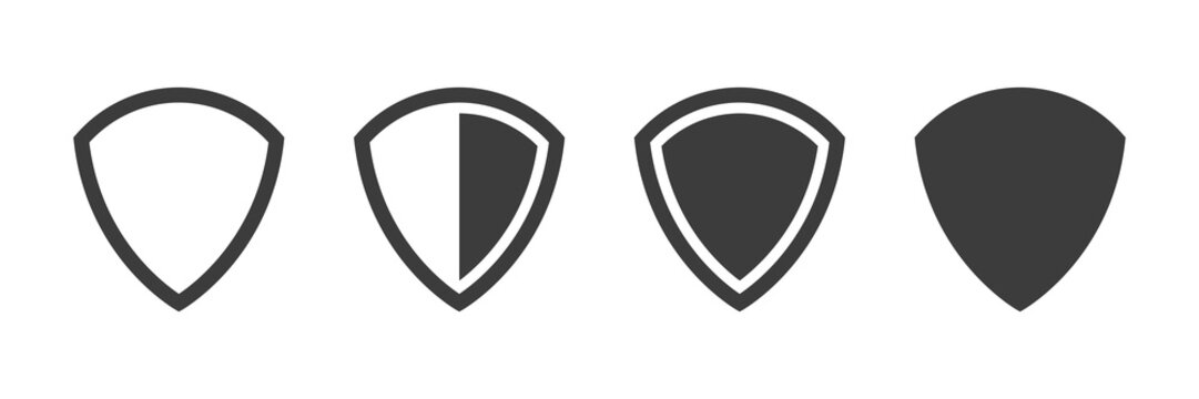 Shield icon set. Protection security symbol. Vector illustration isolated on white background.