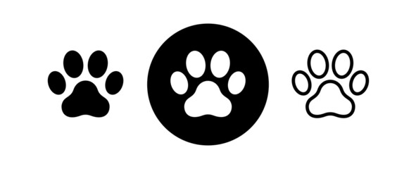 Cat or dog footprint icon. Pets symbol. Paw print pictogram.