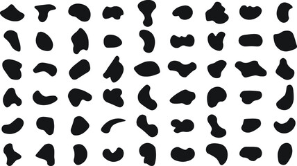 Set of random shapes. Organic abstract black blobs of irregular shape.