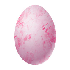 Pink Easter egg isolated on white background. Marble pattern in vintage style. Elegance hand painted decoration. 3d illustration. 