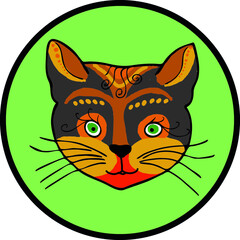 The muzzle of a cat in the ethno-style. Vector file for designs.