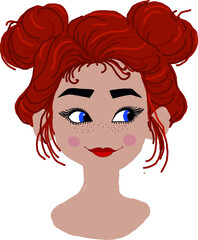 A cute girl with blue eyes.  Vector file for designs.