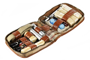 vintage first-aid kit isolated on white background