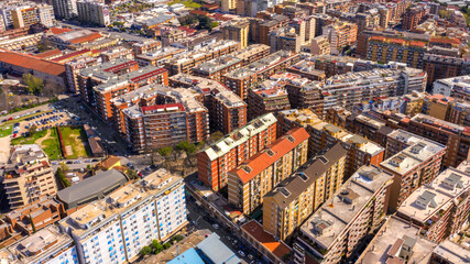 Fototapeta na wymiar Aerial view of Tiburtina district, an urban zone of Rome in Italy.