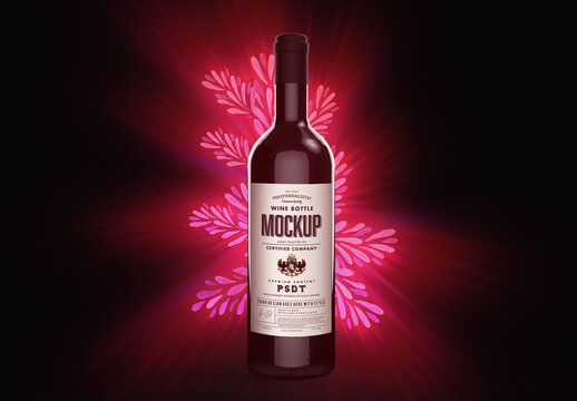 Color Light Bottle Mockup Flowers on Back