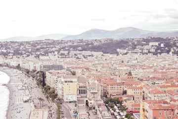 Gordijnen Coastline of Nice, France from Castle Hill with Muted Pastel Colors © Aleyna