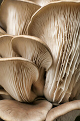 Fototapeta na wymiar Close up of the gills of Oyster Mushrooms (Pleurotus ostreatus) 