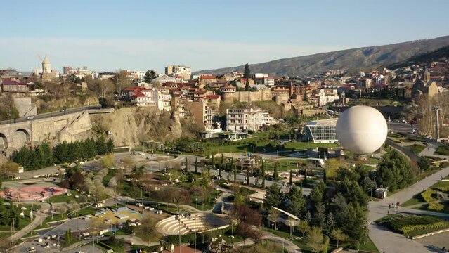 Aerial view of Rike Park in Tbilisi