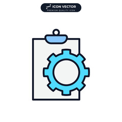 Clipboard with gear icon symbol template for graphic and web design collection logo vector illustration