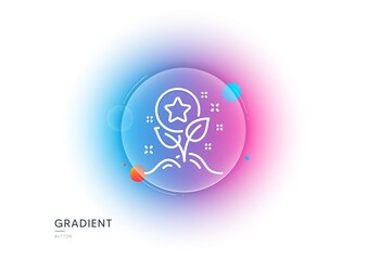 Loyalty points line icon. Gradient blur button with glassmorphism. Bonus grows. Discount program symbol. Transparent glass design. Loyalty points line icon. Vector