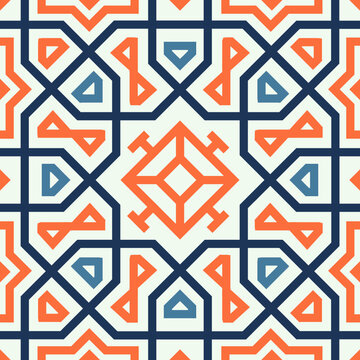 Seamless vector geometric background repeating pattern, central asian