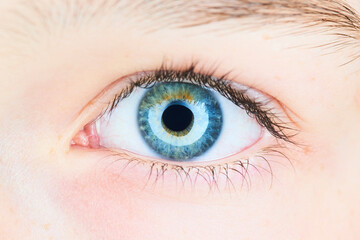 Obraz premium Macro of blue child girl eye. High selective focus. Detail of eye